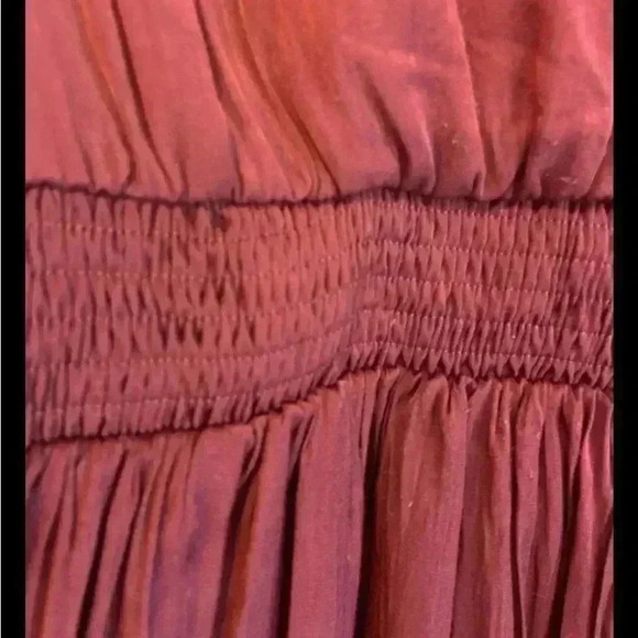 Mustard Seed Size Medium Burgundy Long Sleeve V-Neck Mini Party Dress - Picture 3 of 9